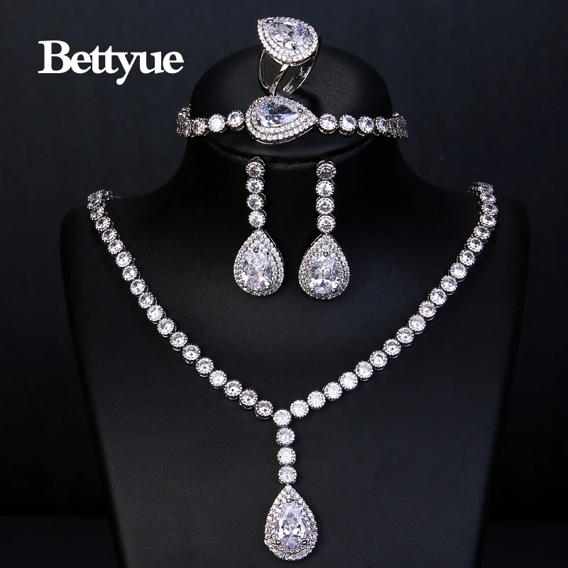 Bettyue Brand Fashion Elegance Europe And America Style Multicolor Zircon White Gold Color Jewelry Sets For Woman Wedding Gifts
