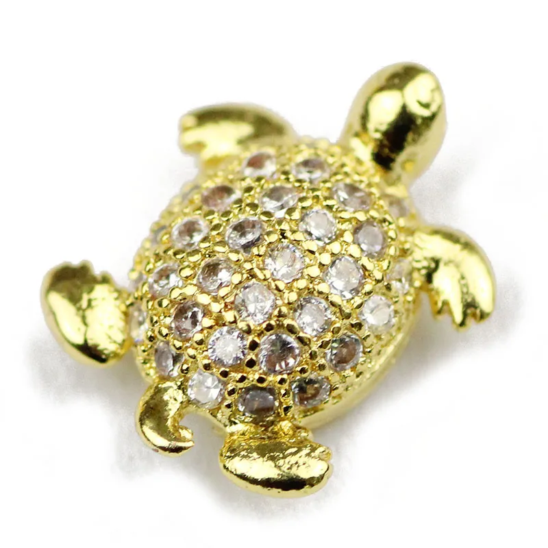 4pcs Turtle Pendant Copper Spacer Micro Pave Zircon Animal Charm Loose Beads For Jewelry Bracelet Making DIY Accessories Finding