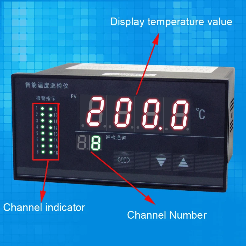 160x80x120mm 4 / 8 / 16 channels temperature monitor digital 4 / 8 / 16 ways multi channels temperature detector meter