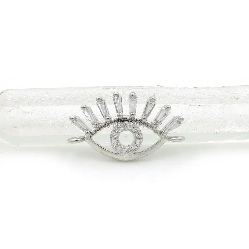 20*11*2mm Micro Pave Clear CZ Piercing Eye Connector nadaje się dla kobiet jako akcesoria do bransoletek DIY