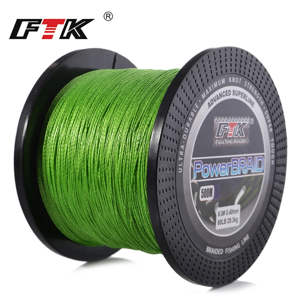 FTK żyłka 500M PE pleciona linka przewód wędkarski 8-60LB 0.1-0.4mm 4 Strand Multifilament mocny do liny rybnej
