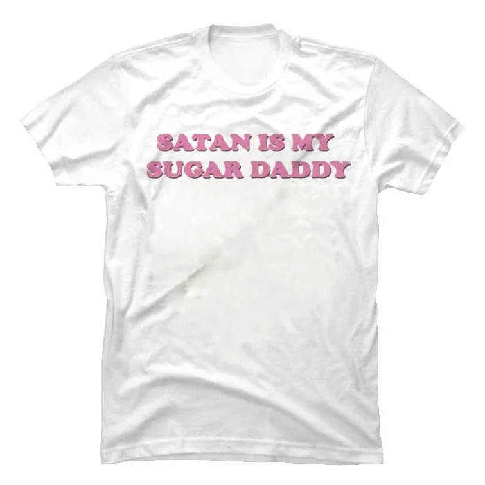 kuakuayu HJN Satan Is My Sugar Daddy Tumblr Girls Shirt Aesthetic Clothing Sugar Baby Tops Kawaii T Shirt Girls T Shirt