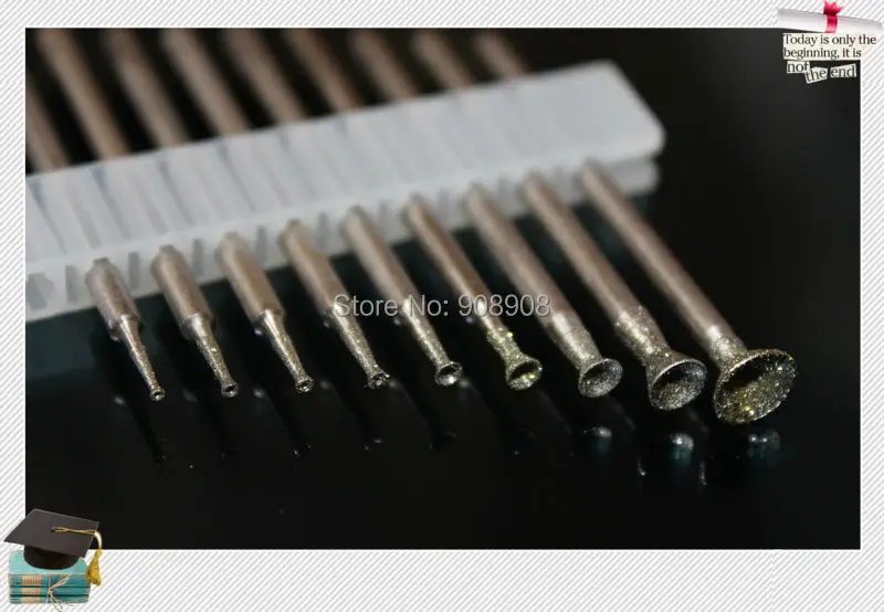 Juego de brocas de pulido con punta montada en diamante, rebabas de 0,8mm a 6,0mm, cabezal semiesférico cóncavo, herramientas de gemas, vástago de 3/32 pulgadas, 2 juegos