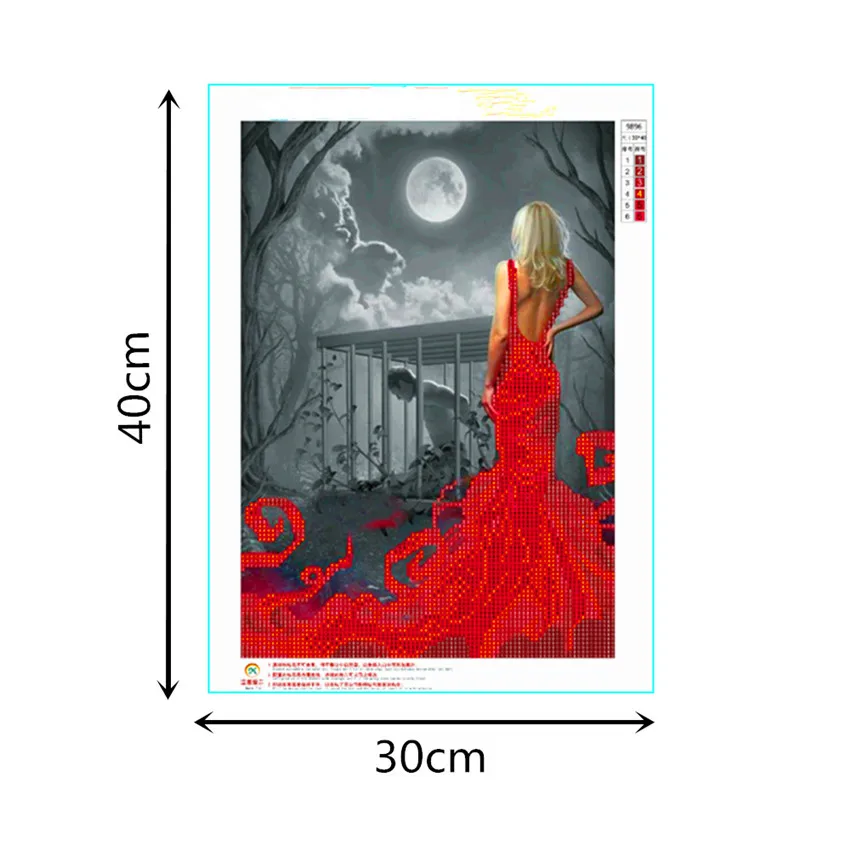 Needlework Modern Home Decor Diamond Painting Beauty and Prisoner 5D DIY Diamond Embroidery Partial Red 30*40 Canvas Paper Bag