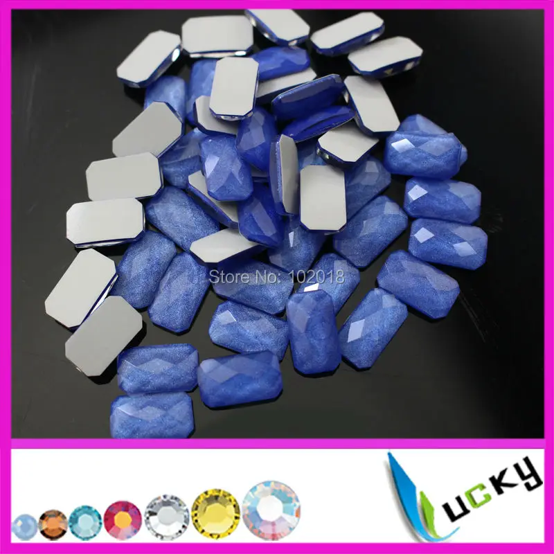 

1440PCS 10*14mm rectangle shape neon/florescent color KOREAN quality hotfix epoxy flatback pearl rhinestone faceted look