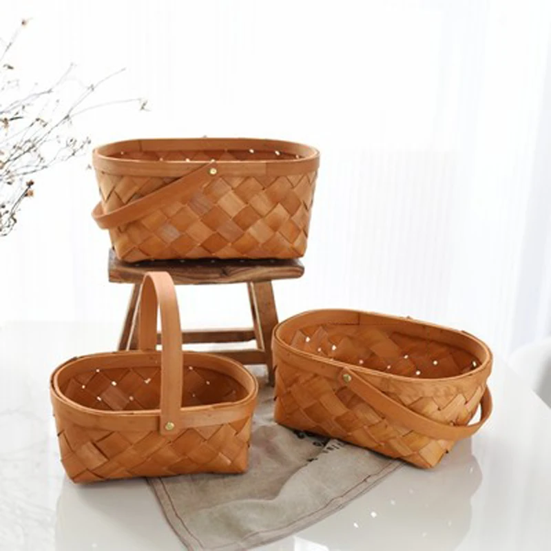 

3pcs/set Wood Garden Basket Wooden Garden Trug Fruit Vegetables Basket For Sussex