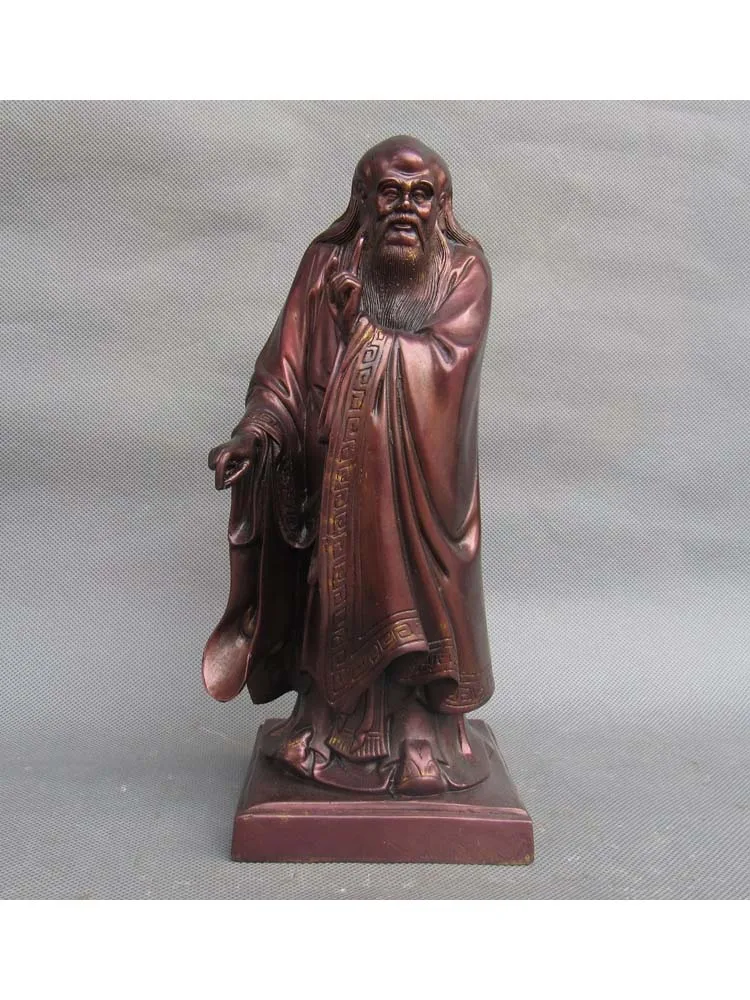 25CM collect China Old Brass Bronze copper Handmade Lao Tzu Statue