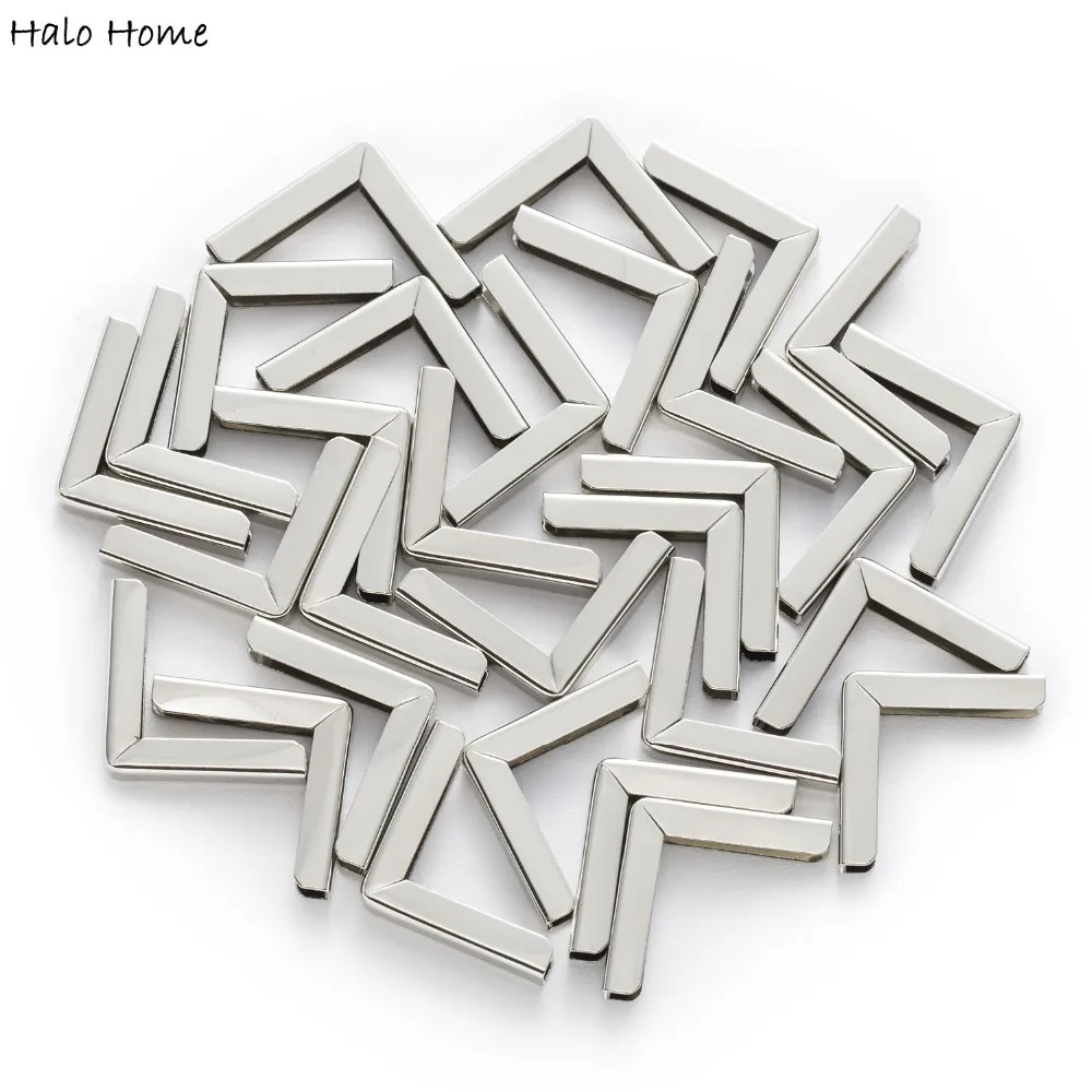 25 Piece Silver Tone Smooth Book Scrapbooking Albums Folders Box Bags Metal Corner Protectors Side 25mm(1\