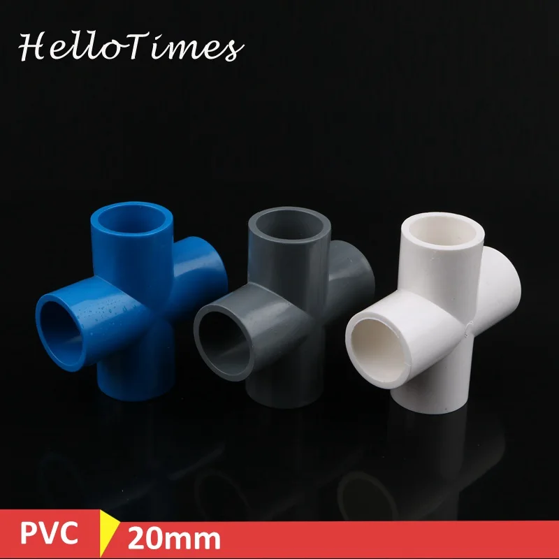 2pcs 20mm PVC Pipe Cross Connector Garden Irrigation System Part 1/2