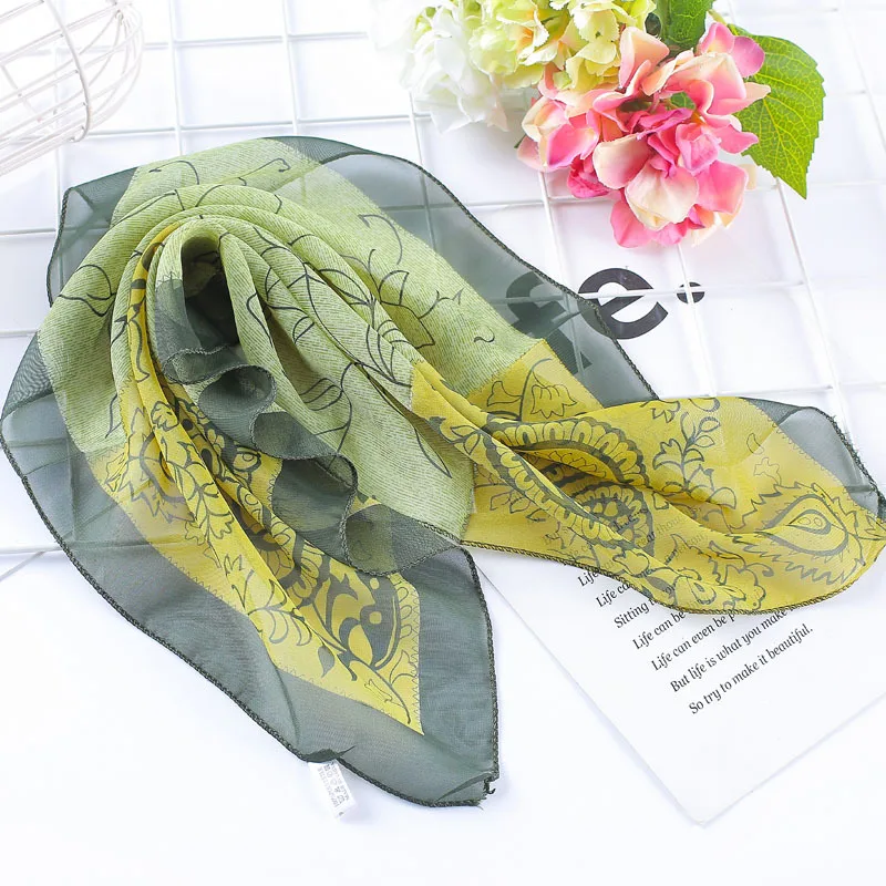 Spring-summer hot  women silk scarf square lady wrap small office neck head scarf hair scarf foulard 50*50cm skinny scarfs