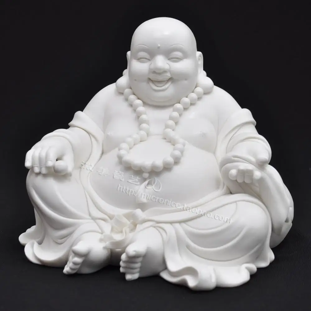 Dehua ceramics 8 inch Maitreya Buddha statue of Chinese Feng Shui Buddha crafts high-grade ornaments shop Home Furnishing trumpe