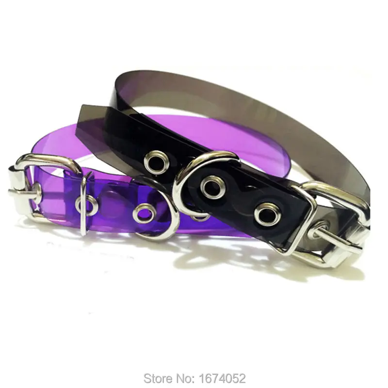 100% Handcrafted Belt Buckle Choker Plain PVC Vinyl Transparent Collar Punk Gothic 90s Necklace