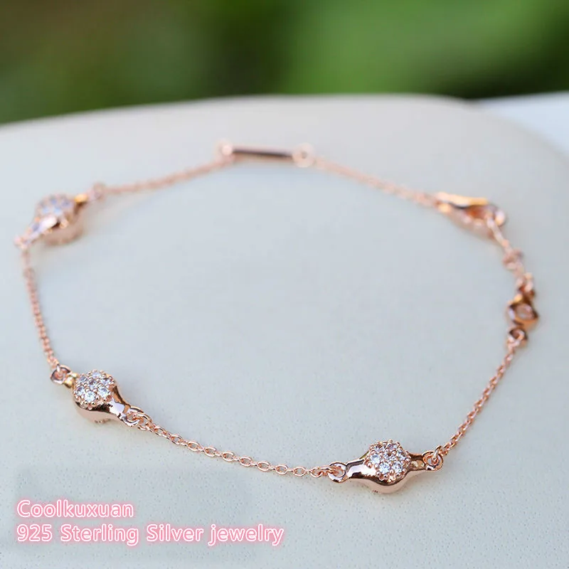 

100% 925 Sterling Silver Modern LovePods Bracelet, Rose gold & Clear CZ Bracelets Bangles Women Original Jewelry Accessories