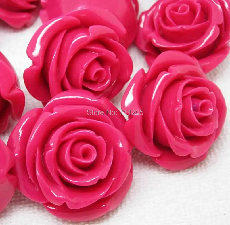 Wholesale 10pcs, 36mm Beautiful Pink Synthetic Resin Rose beads, Min. Order is $10,we provide mixed wholesale for all items !