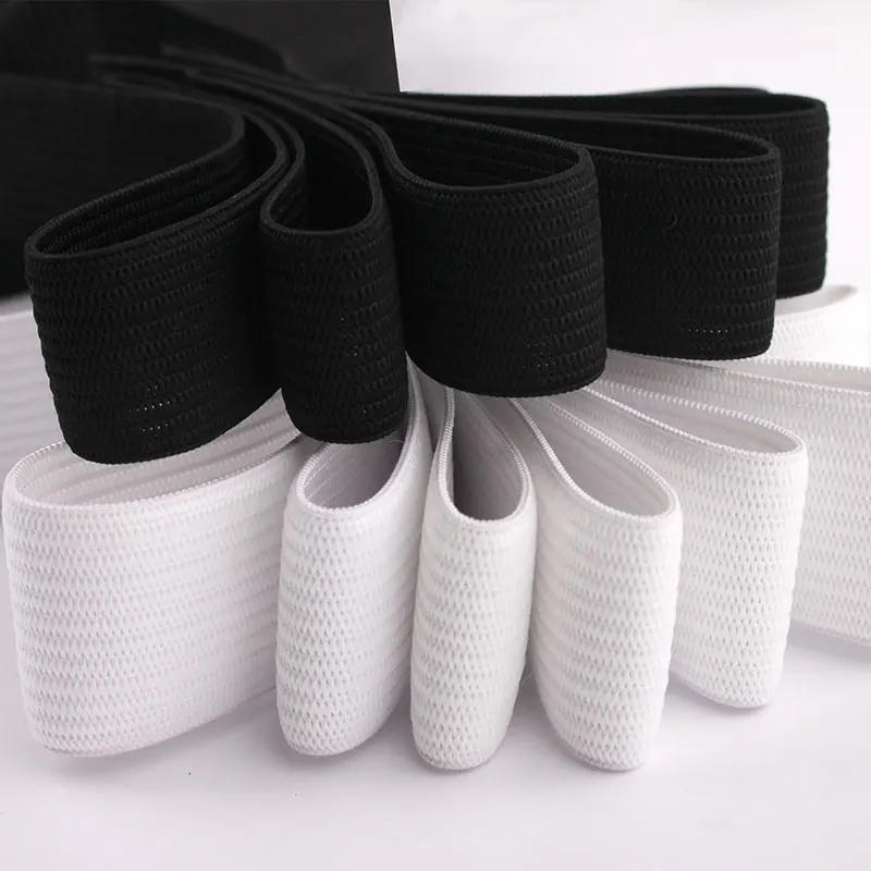 3/6/10/12/15/25/30/35/40/45/50/55/60mm White and Black Nylon Highest Elastic Band Garment Trousers Sewing DIY Accessories 1meter