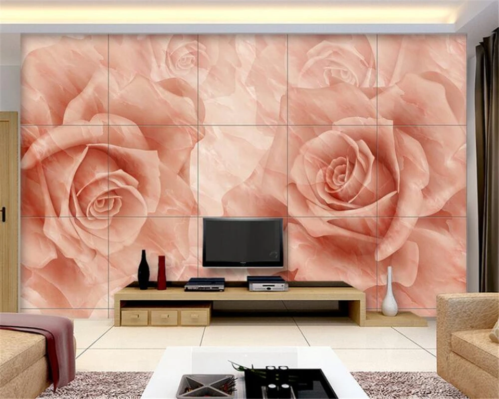 

Beibehang 3d Wallpaper Marble Rose Carved TV Background Wall Relief Mural Living Room Bedroom Wallpaper mural 3d papel de parede