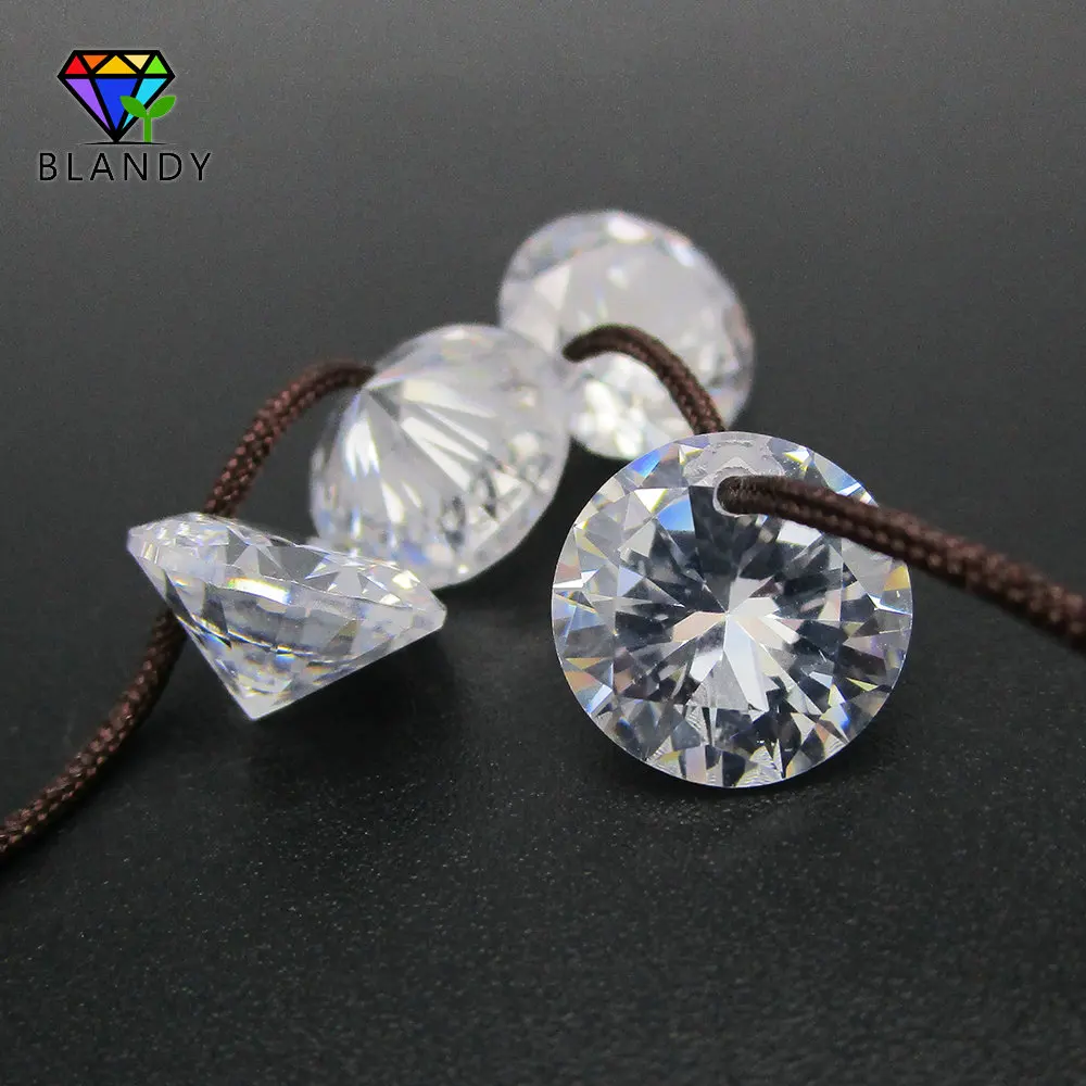 4.0mm~10mm 5A Loose Cubic Zirconia Stones 5mm 6mm Round Brilliant Cut CZ Stone Synthetic Gems with Single Hole for DIY Jewelry