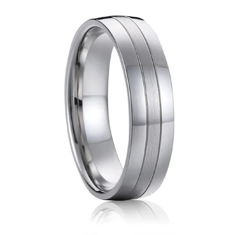 Men\'s Alliances Titanium Wedding Band Promise couple Rings for men white gold silver color 6mm USA size 7 8 9 10 11 12 13 14 15