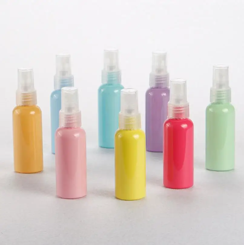 

50ml Upscale Summer Candy Color Fine Mist Sprayer Parfum PET Refillable Bottle Macaron Perfume Bottles LX1287