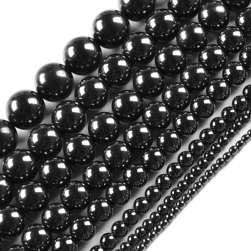 Natural Stone Black Hematite Beads Round Loose Beads 6mm 8mm 10mm 12mm Diy Necklace Bracelet Jewelry Making Accessories Wholesal