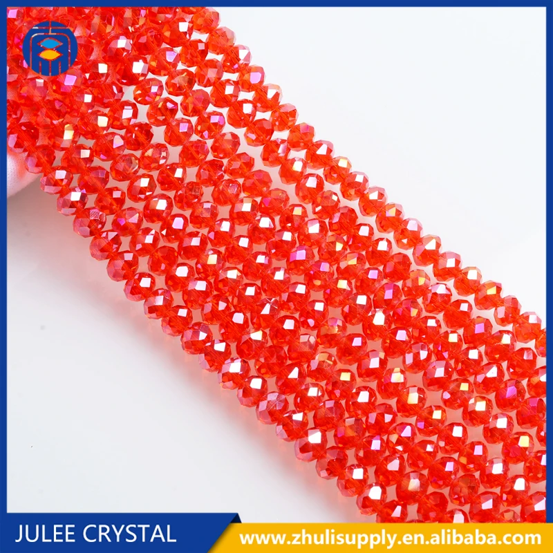 Faceted Rondelle Beads 4mm 6mm AB Color Glass Beads for Jewelry Making Bracelet Accessories