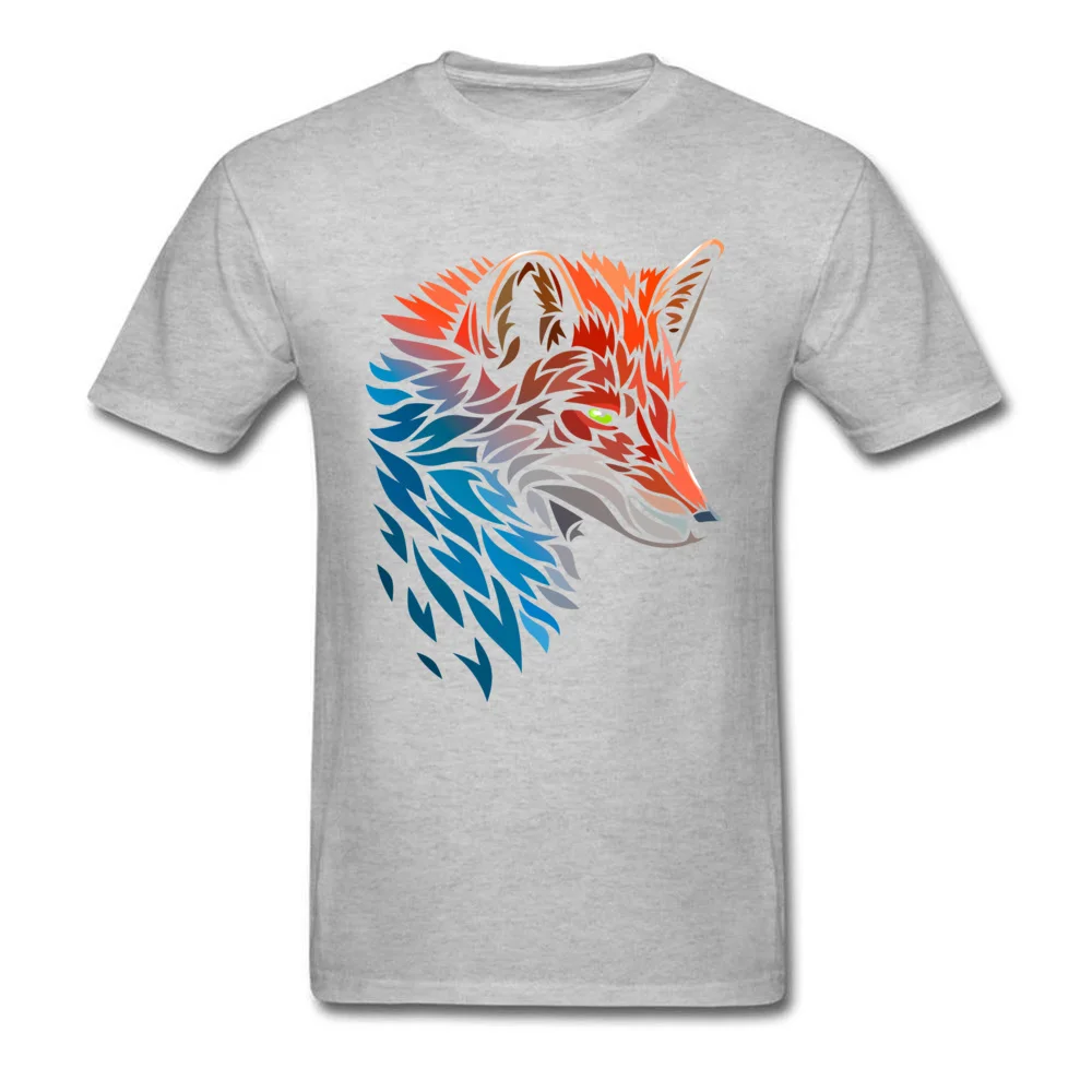 Tribal Fox Red Blue Tshirt Classic T Shirt Men\'s T-shirts Fashion Crew Neck Clothes Pure Cotton Tees Printed Tops Free Shipping