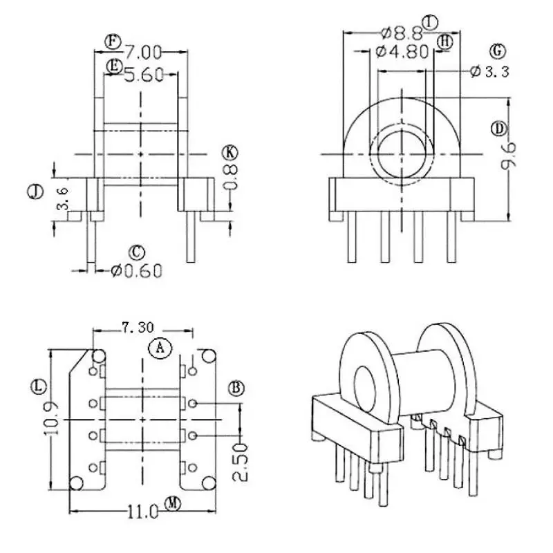 EP10 PTH 4+4pin Swiching Power Supply Pulse Transformer Coil Inverter