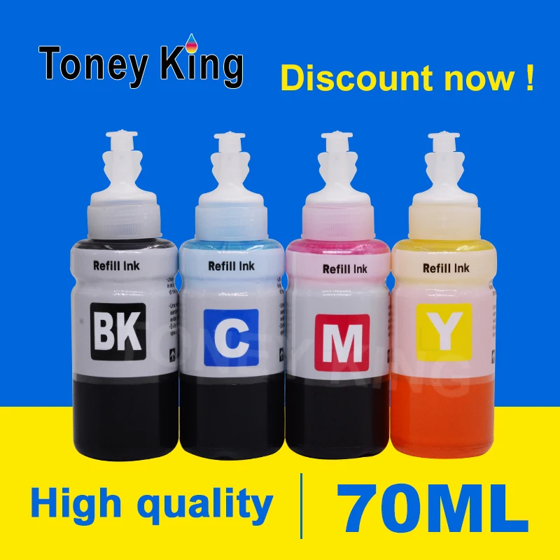 

Toney King 70ML Printer Ink Refill Kit Replacement For Epson EcoTank L1300 L850 L3050 L3060 L3070 L364 L382 Printers T664 T6641