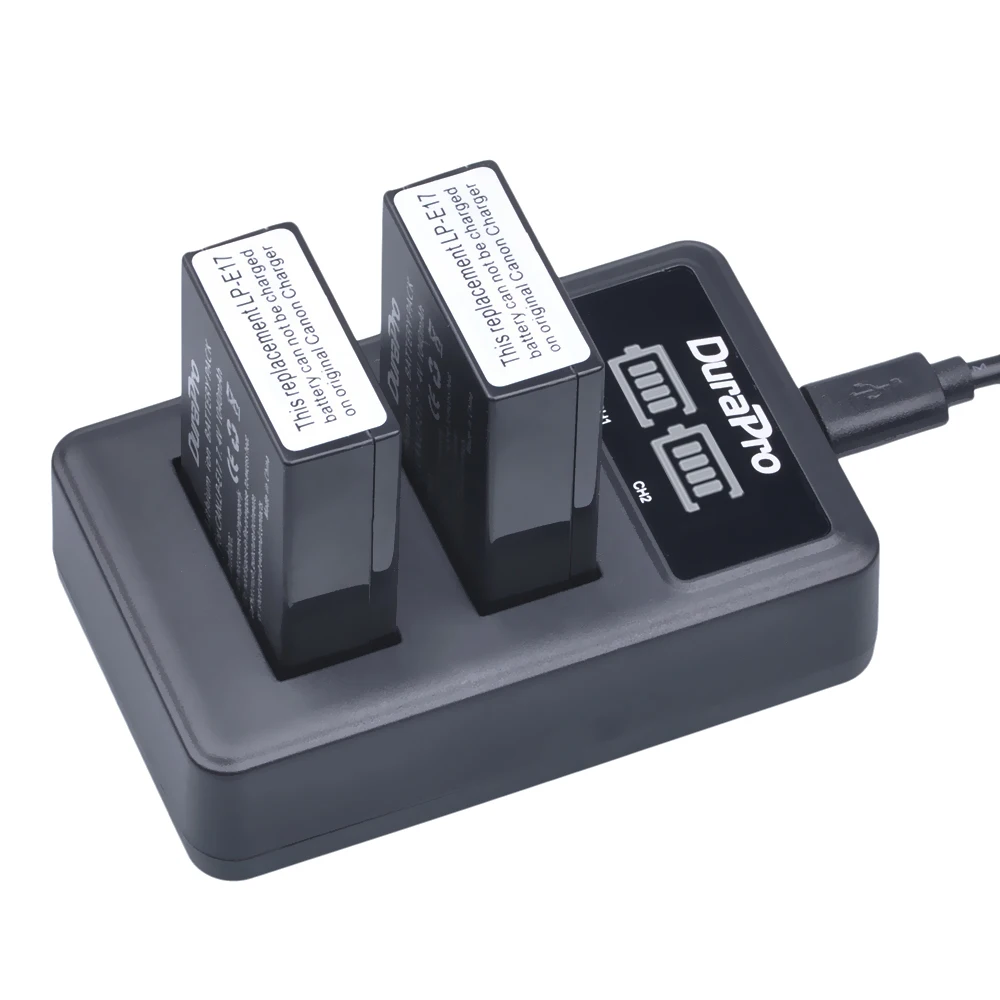 DuraPro 4 قطعة بطارية لكانون LP-E17 LPE17 + LED المزدوج شاحن لكانون EOS المتمردين T6i 750D T6s 760D M3 800D 8000D X8i