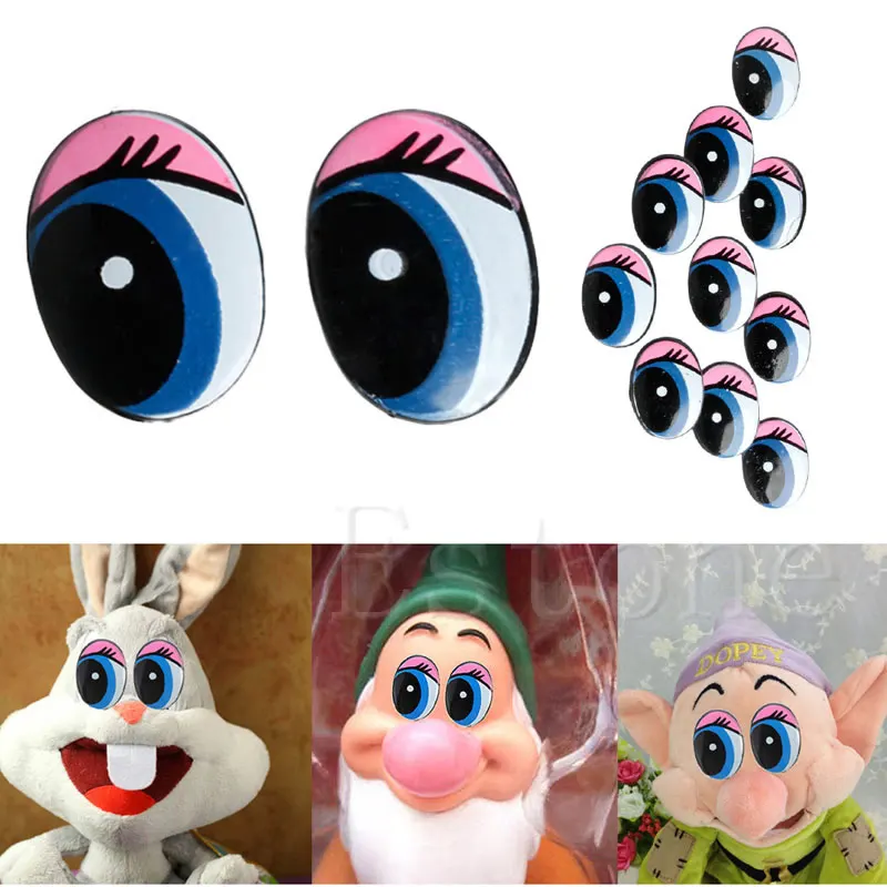 Ojos de plástico de seguridad azul ovalados, marionetas de juguete, Ojos de muñecas DIY, 24x18mm, 5 pares (10 Uds.)