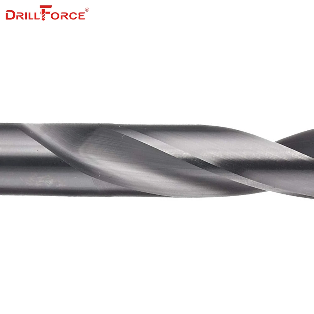 Drillforce 1PC 7mm-14mm Solid Carbide Drill Bit, Uncoated (Bright) Finish, Round Shank, Spiral Flute Twist Drill Bit For Metal