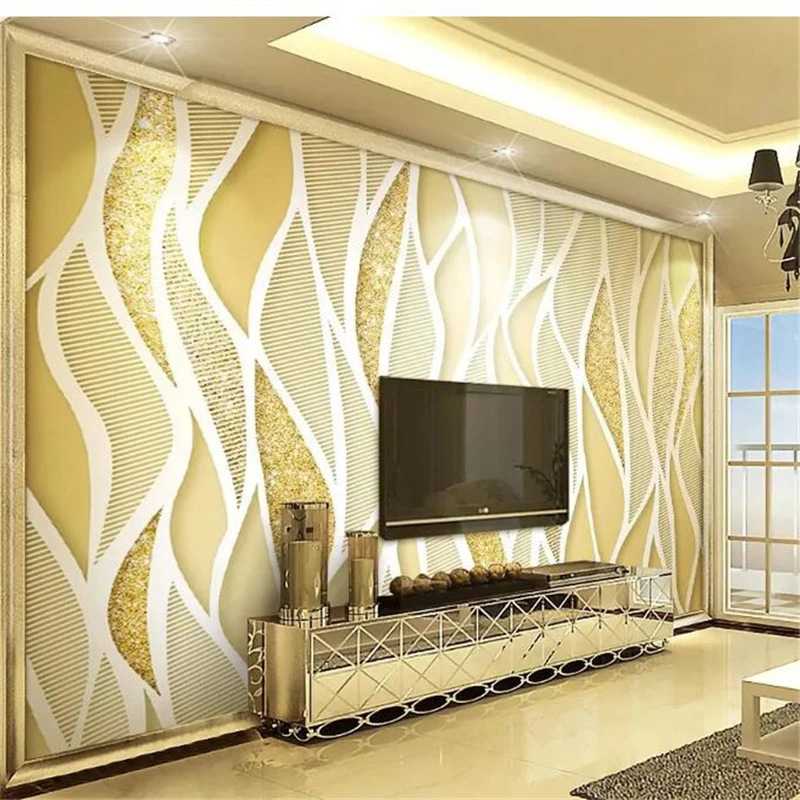 

wellyu papel de parede 3D Custom wallpaper Golden luxury gold glitter line 3d stereo TV background wall papier peint