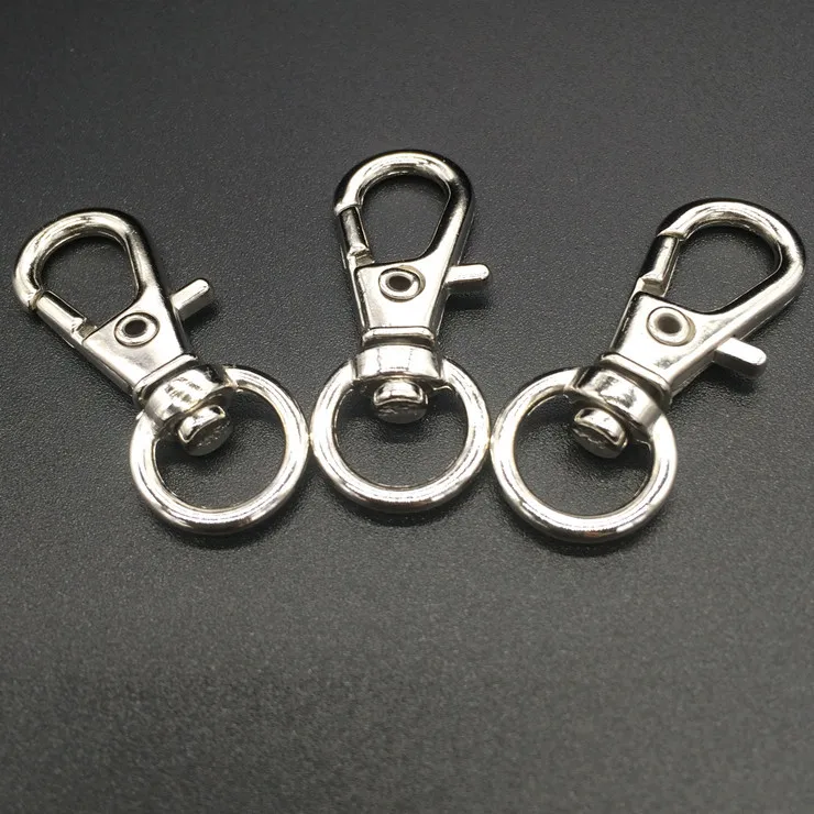 20 teile/los Silber Metall Schwenk Karabinerverschluss Clips Schlüssel Haken Schlüsselbund Split Schlüssel Ring Erkenntnisse Verschlüsse Für Schlüsselanhänger Machen 32 MM