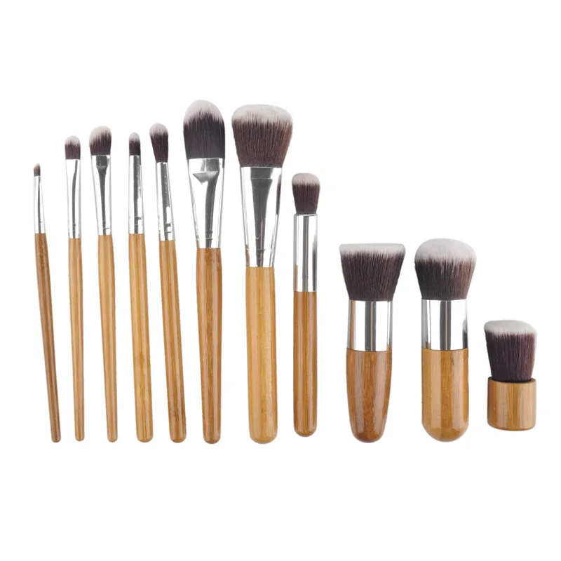 

VERONNI Brushes Professional Bamboo Makeup Brushes set 11pcs Tools with bag for Face & Eyes Cosmetics 30pcs/lot DHL Free