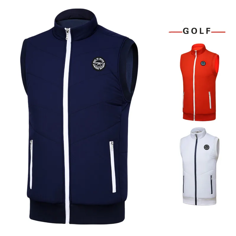 Men's Golf Vest Fiber Fill Thermal Insulated Golf Gilet Thickening Lining Match Version Autumn Winter Golf Colthing