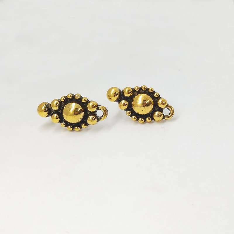 2025 New Fashion 18mm 10pieces/bag Retro Zinc Alloy Oval Earring Base Connectors Linkers for DIY Earring Jewelry Accessories