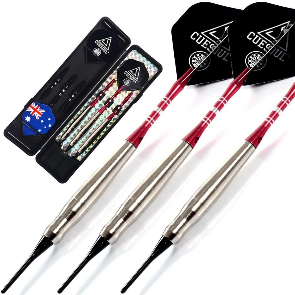 Gift !!! CUESOUL 16 Grams Soft Tip Brass Barrels Darts Set with 2 different color Aluminum Dart Shafts