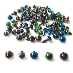 Ojos de seguridad de 5 colores para oso de peluche, Ojos de plástico soplados, azul, plateado, dorado, Verde, 10-12mm, 100 piezas/50 pares