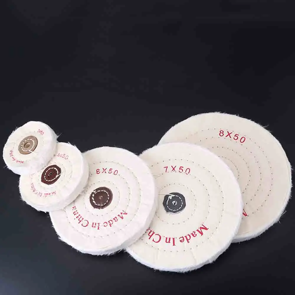 White Cotton Lint Cloth Buffing Wheel Gold Silver Jewelry Mirror Polishing Wheel 4mm inner hole 50 Layers