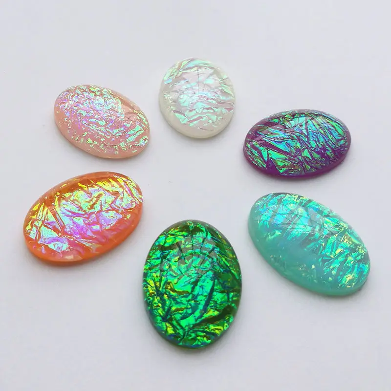 10 pcs 18x25mm Customized Colors Resin Stone Cabochon Dome Flat back beads DIY Jewelry Finding Cameo Pendant Settings