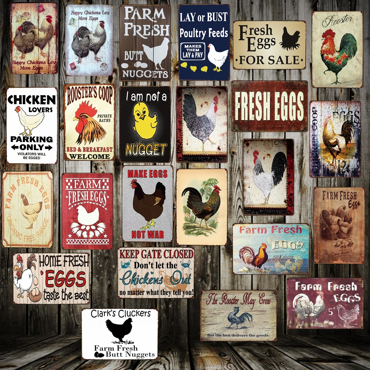 

[ Mike86 ] Chickens Eggs Tin Sign Decor Painting 20*30 CM FG-259