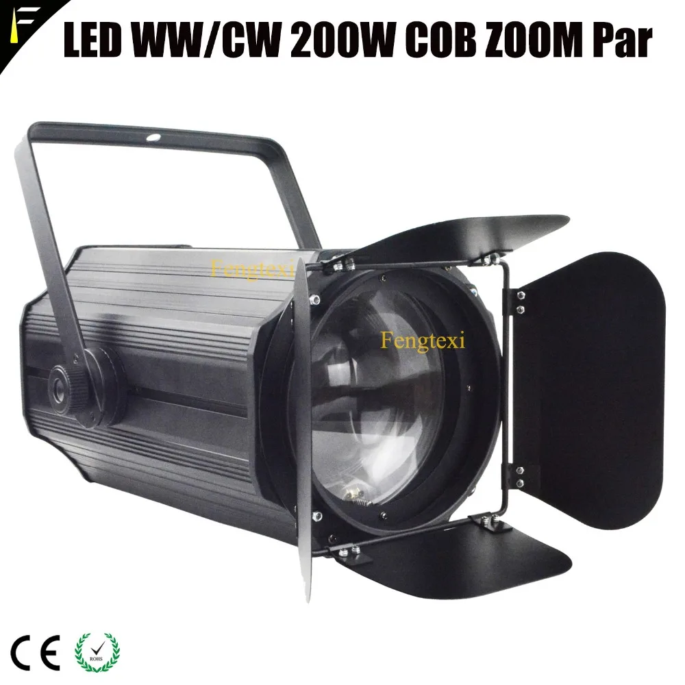 COB LED Theatre Zoom 200w Spot Light Cuboid Case Housing Par Can with Barn door Adjustable 11~60 Degree Beam Wedding Blinder Par