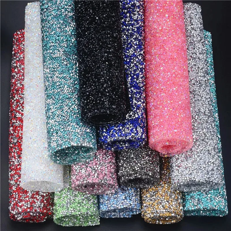 24*40 Cm Hotfix Bling Resin Rhinestone Sheet Trim Crystal Bead Applique Mesh Ribbon Banding Diy Car Decoration Cosmetic Stickers