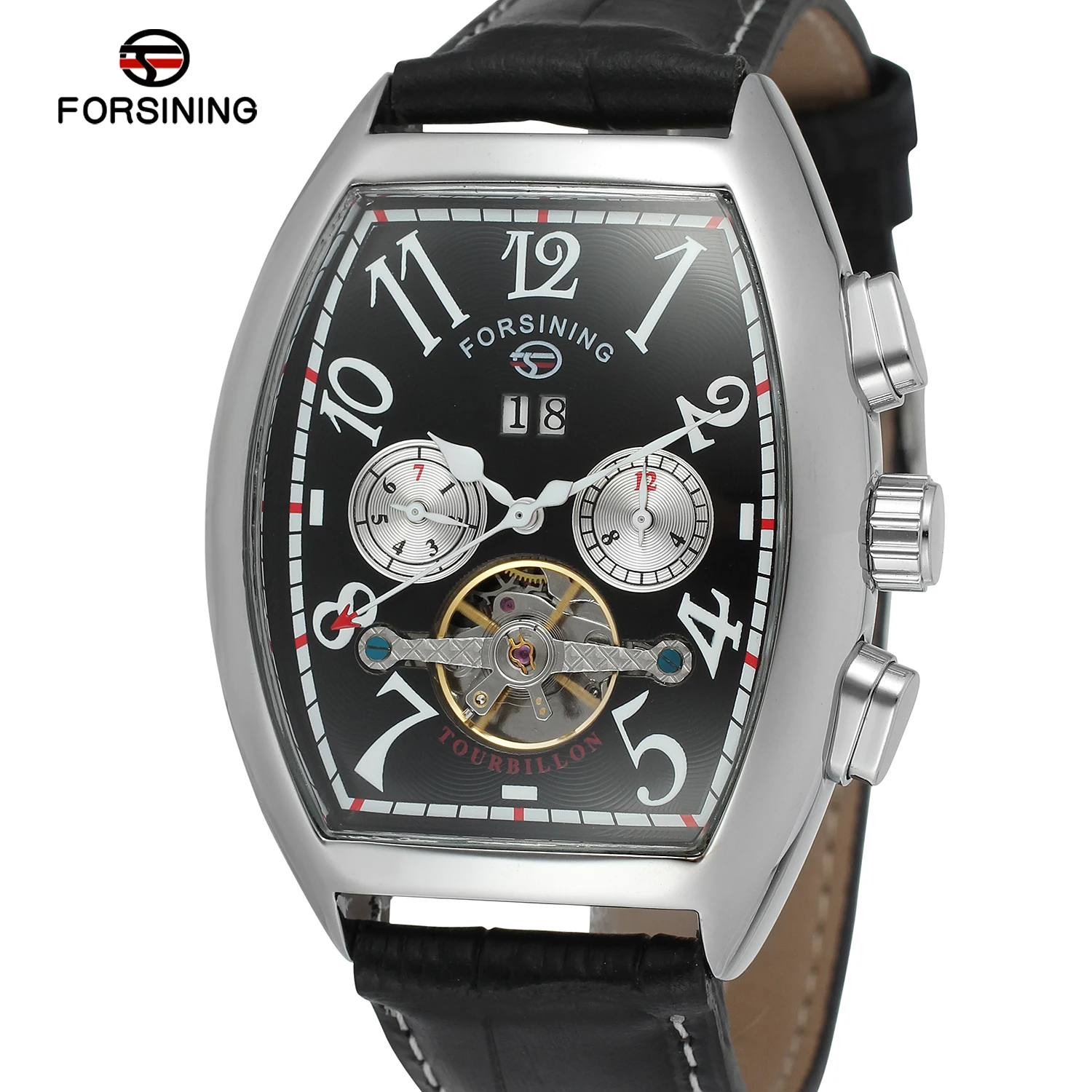 Fashion FORSINING Top Brand Tourbillon Mens Clock Military Army Sport Clock Male Luxury Automatic Mechanical Date Men Watch Gift