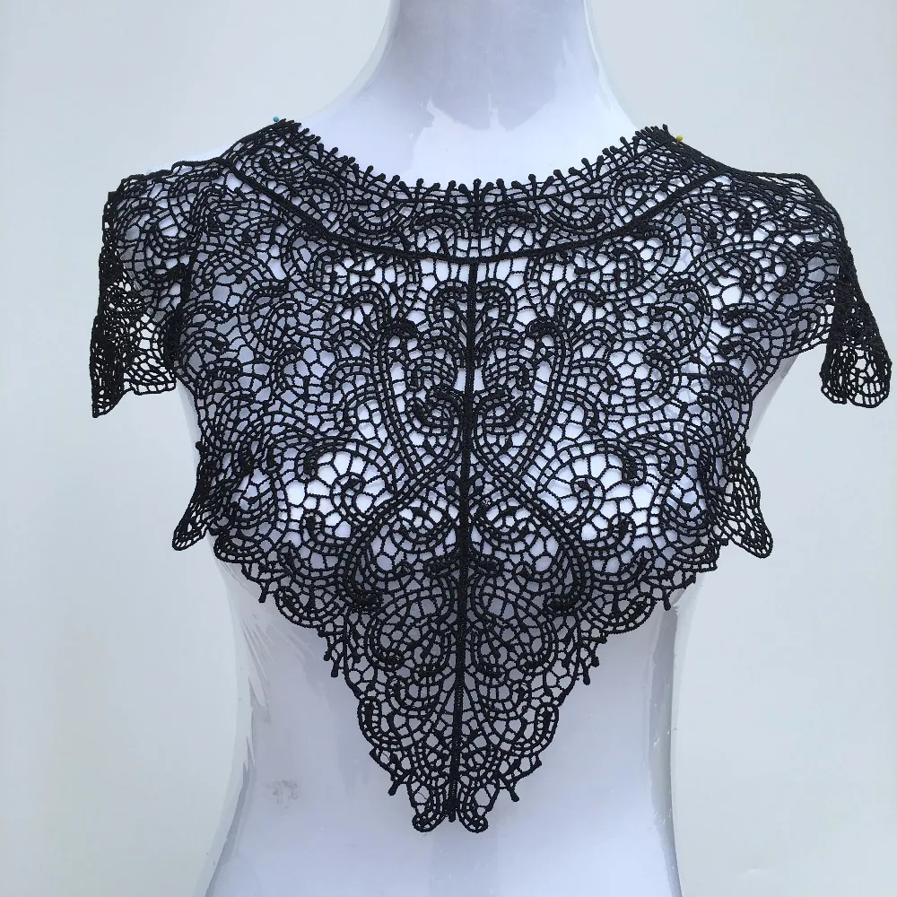 1pc Polyester Black Fabric Flower Lace Sewing Applique Lace Collar Neckline Collar Applique DIY Accessory