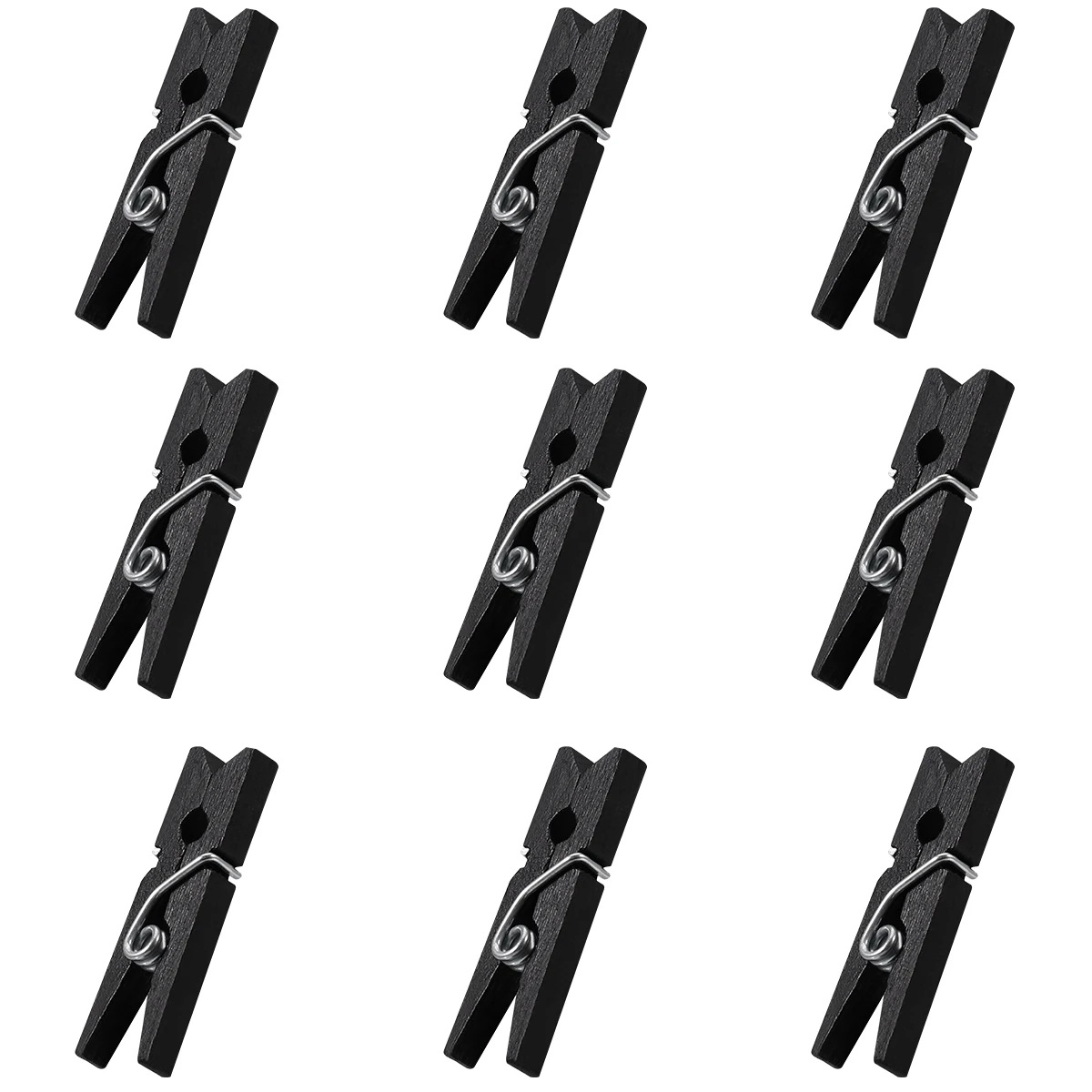 100 pcs Small Black Pegs For Photos Mini Natural Wooden Paper Clips Utility Versatile Clothespin Clips Photo Cable Organizer