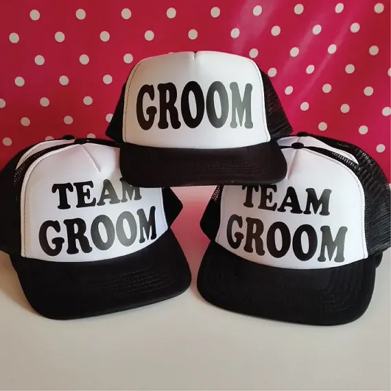 PERSONALIZED GROOM or BRIDE TEAM wedding Bachelorette party Mesh Trucker Snapback trucker hats caps gifts favors decoration