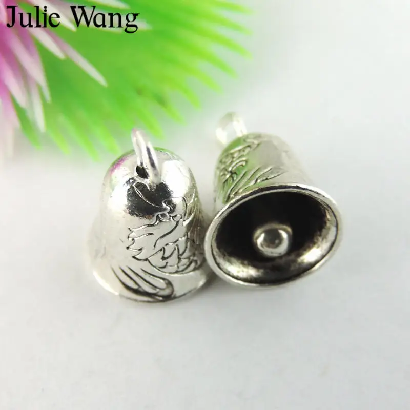 Julie Wang 5-50PCS Small Bell(No Sound) Charms Alloy Pendant Jewelry Making Necklace Bracelet Findings Accessory