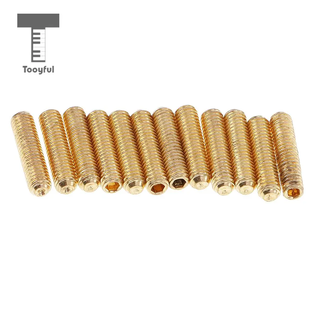 Tooyful 12Pcs Electric Bass Guitar Saddle Tremolo Bridge Hex Screw Black/Golden M3*10/M3/12