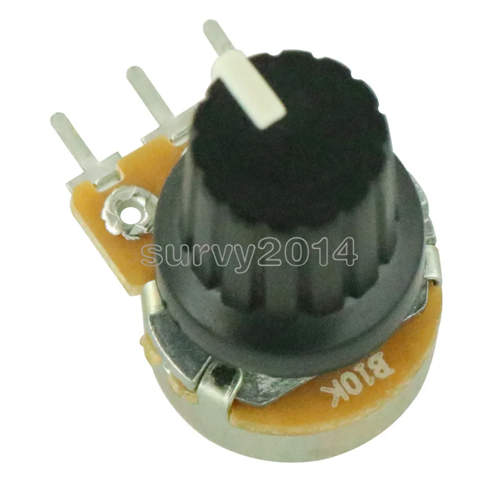 Резистор потенциометра 1 шт., 1 к 10 к 20 к 50 к 100 к 500 к ом 3-контактный линейный конический роторный потенциометр для Arduino с крышкой